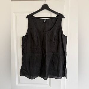 Eileen fisher 1x black linen top spring summer Eileen fisher plus size
